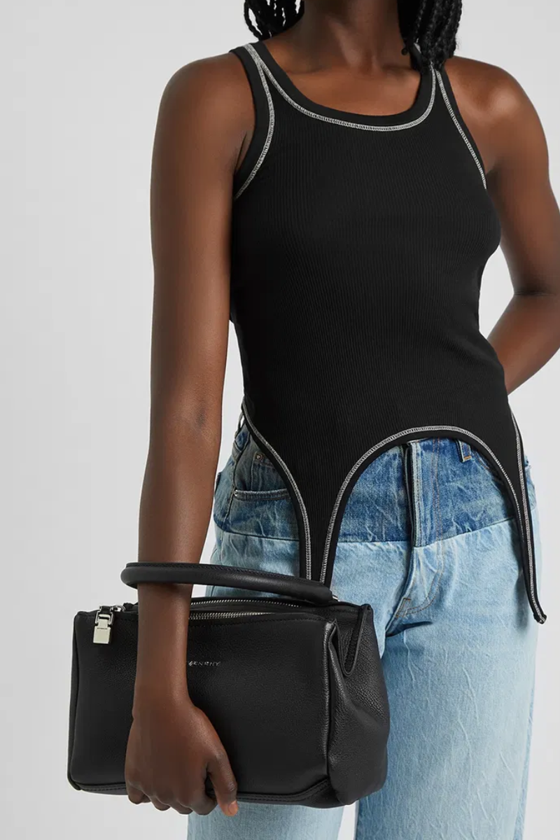 Grained Leather Small Pandora Bag