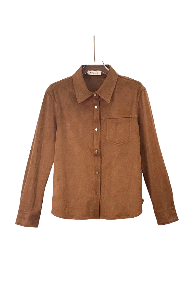 Max Simple Classic Suede Shirt - Brown