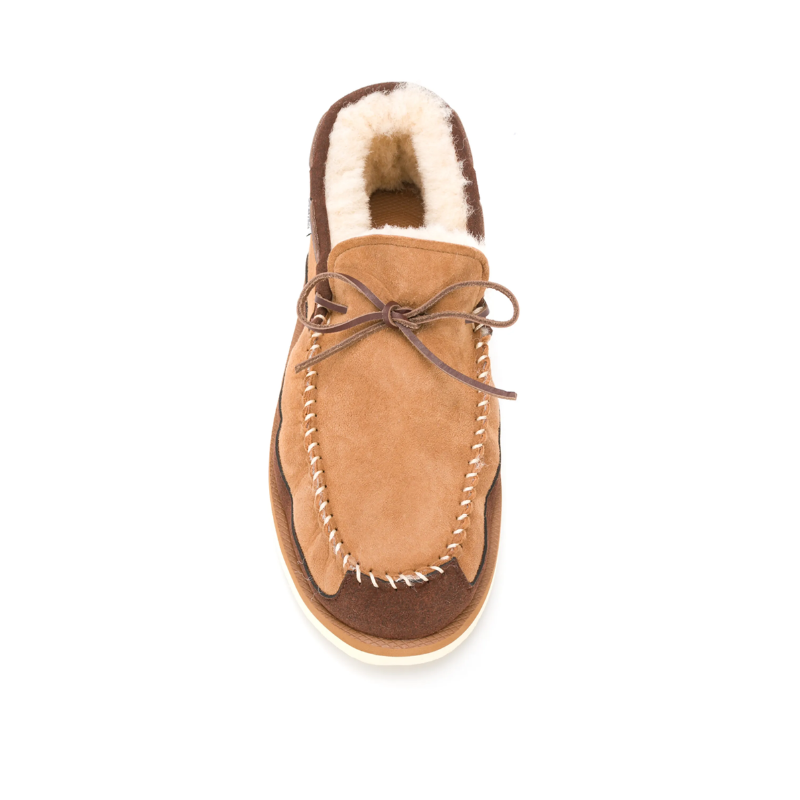 Mens | Suicoke Shearling-Lined Panelled Suede Loafer Light Brown