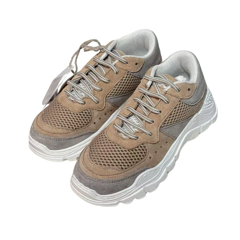 Kids | Eleventy Mesh & Suede Chunky Sneakers (Taupe/White)