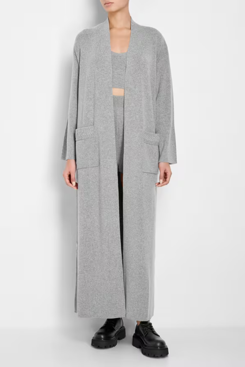 La Perla Belted Knit Coat In Grey