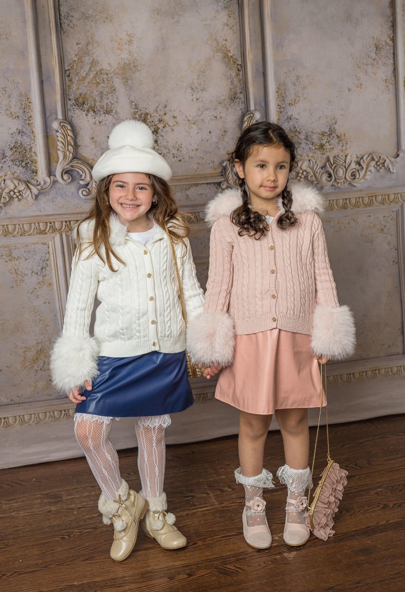 Navy Vegan Leather Skirt - Petite Maison Kids