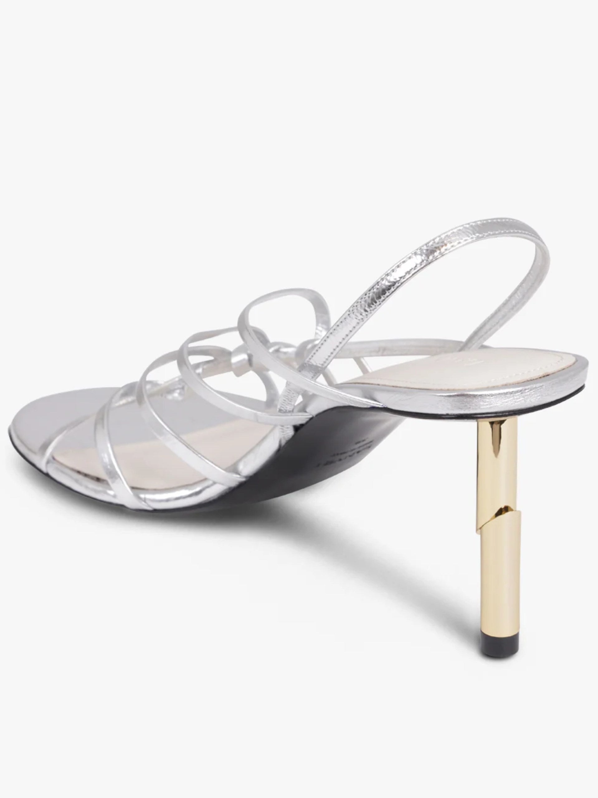 Lanvin Sequence Strappy 75mm Sandal in SIlver with Gold stud