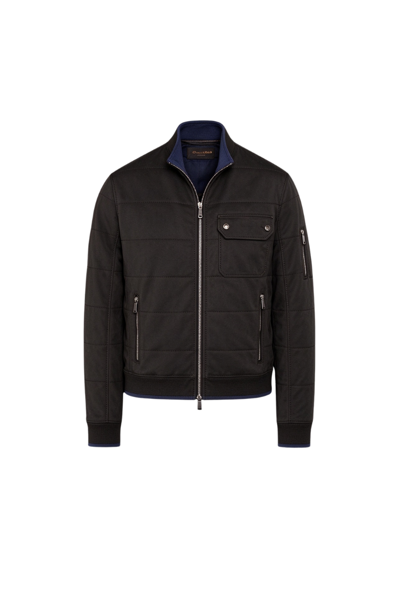 MooRER CORBINICK Stand-Collar Bomber Jacket Verde