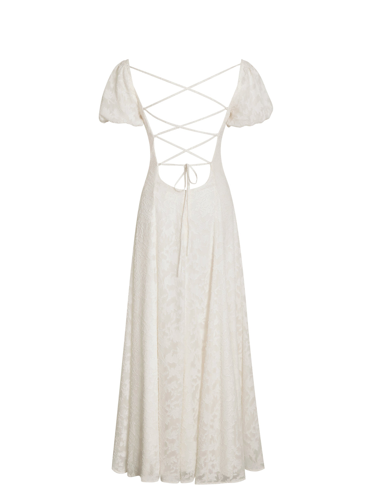 Pandora White Bubble Sleeve Backless Maxi Dress