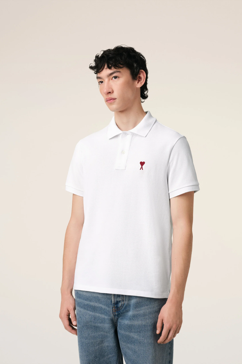 AMI de Coeur White Cotton Polo Shirt