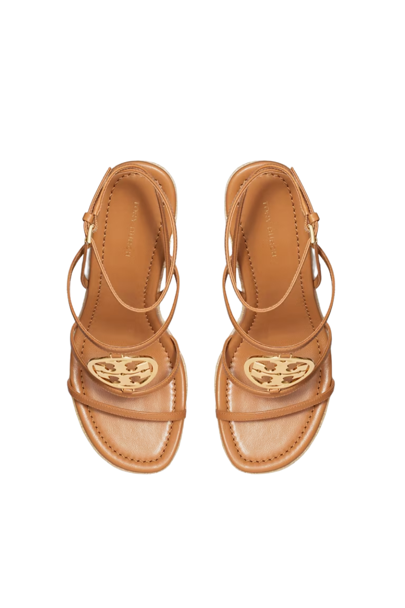 Tory Burch Capri Miller Espadrille Wedge 85Mm Caramel Corn/Gold 154455776