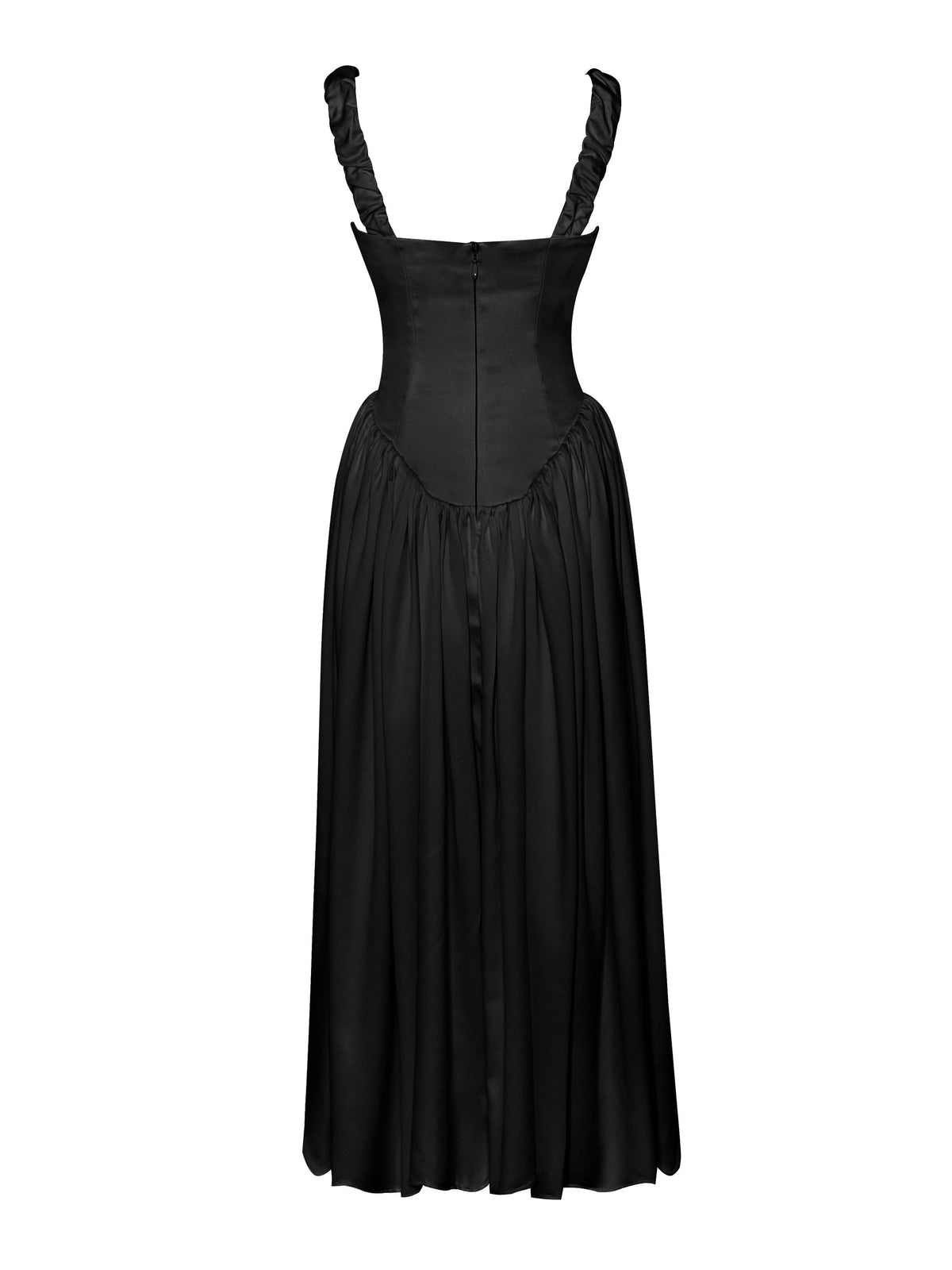 Noreen Black Satin Drop Waist Maxi Sundress (Archive Sale)