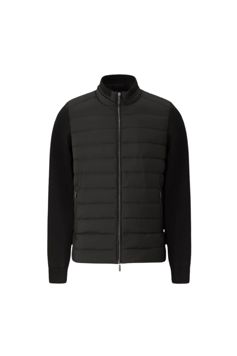 MooRER CATTANEO-S3C Mixed Media Stand Collar Jacket Nero