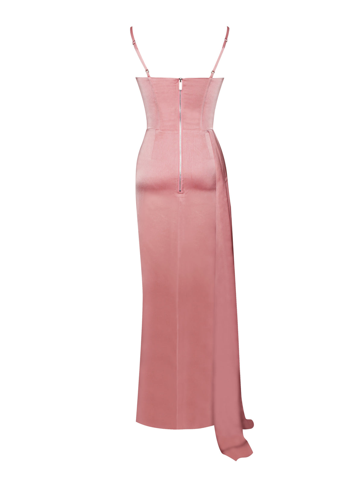 Vanity Blush Pink Satin High Slit Draping Corset Gown With Crystals (Archive Sale)