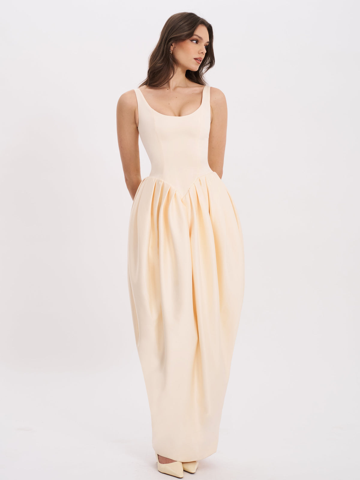 Udana Butter Yellow Drop Waist Tulip Gown (Archive Sale)