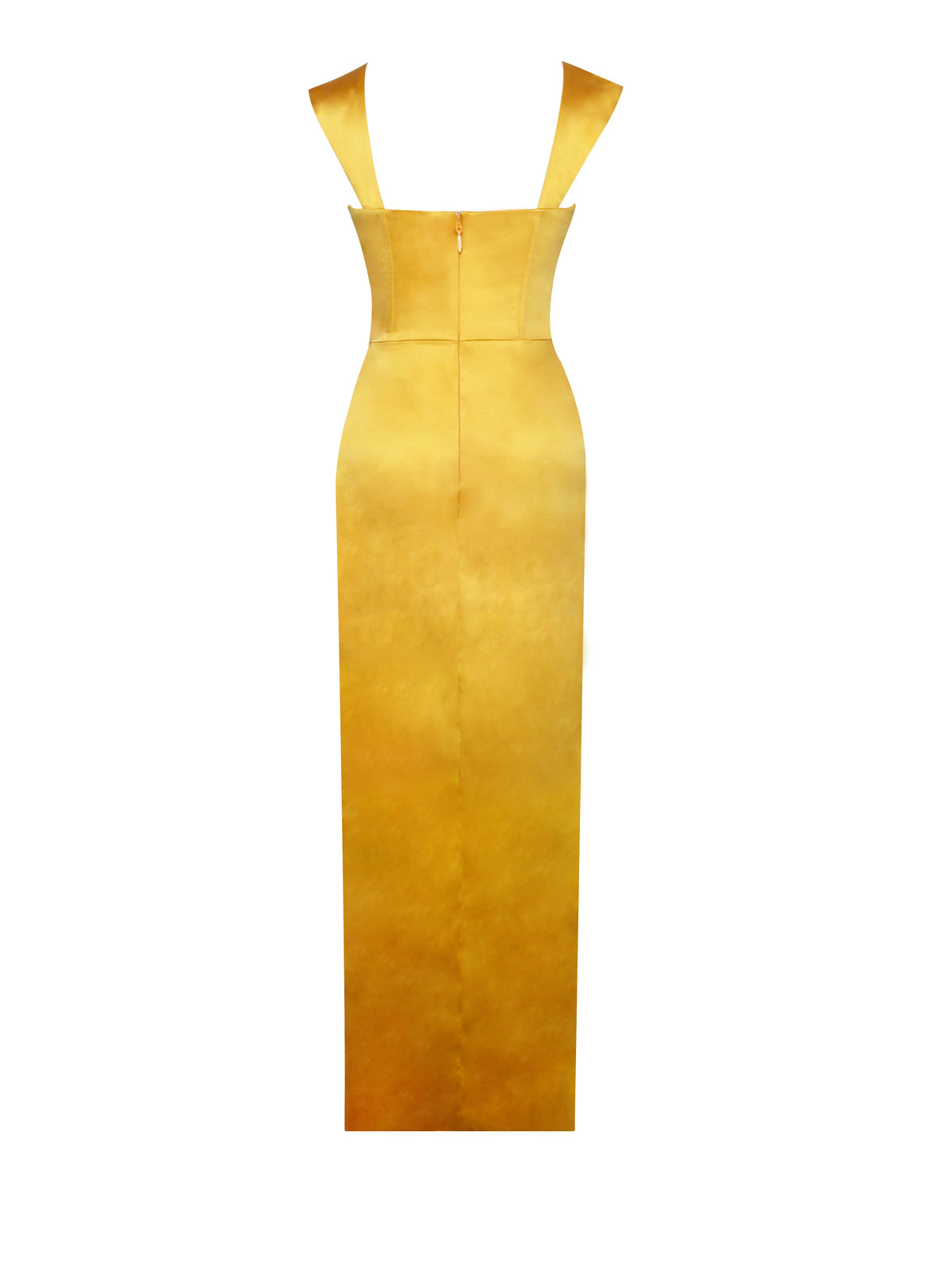 Zarah Yellow High Slit Corset Satin Dress (Archive Sale)