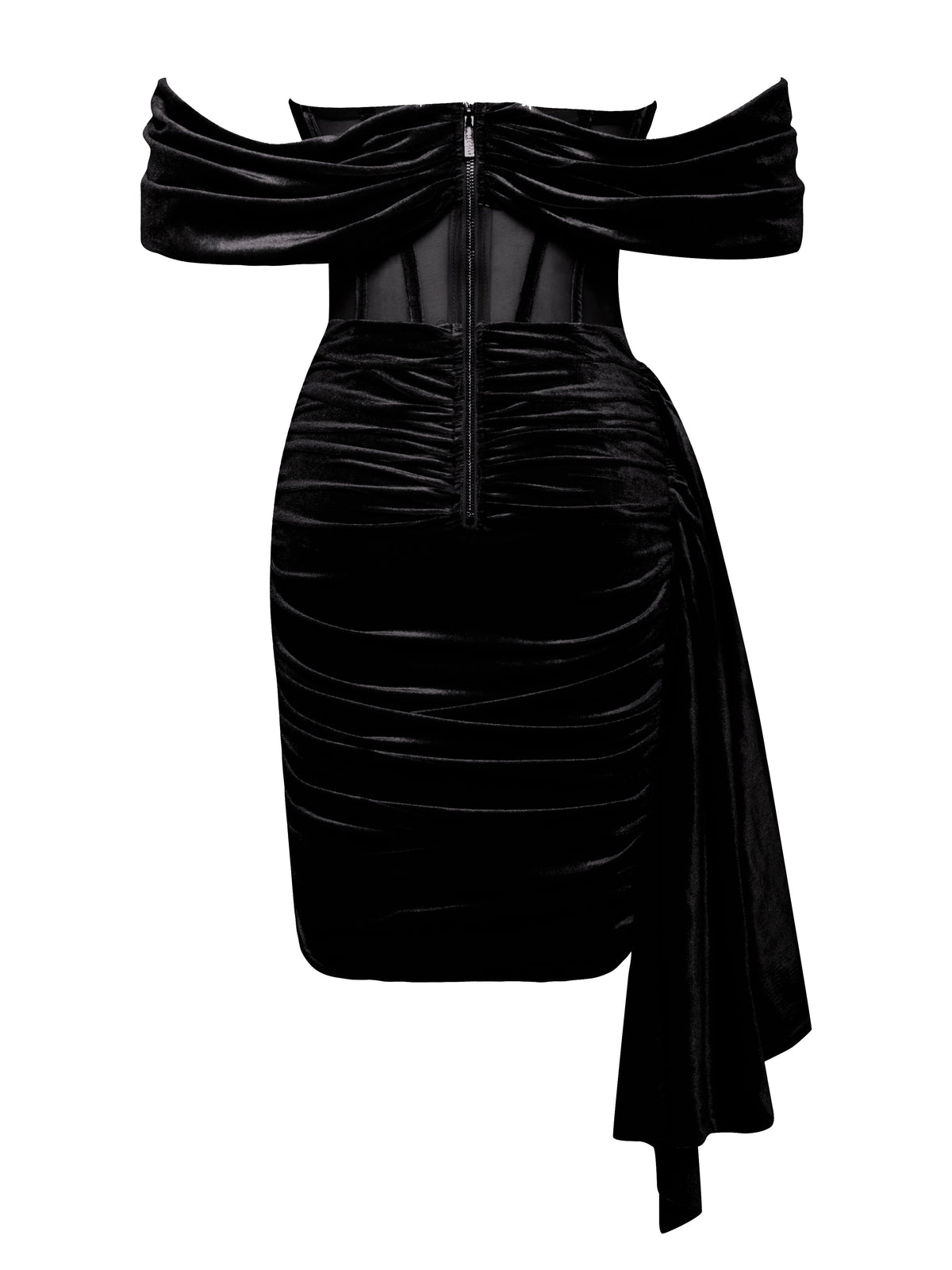 Irisa Black Draping Off Shoulder Corset Dress (Archive Sale)