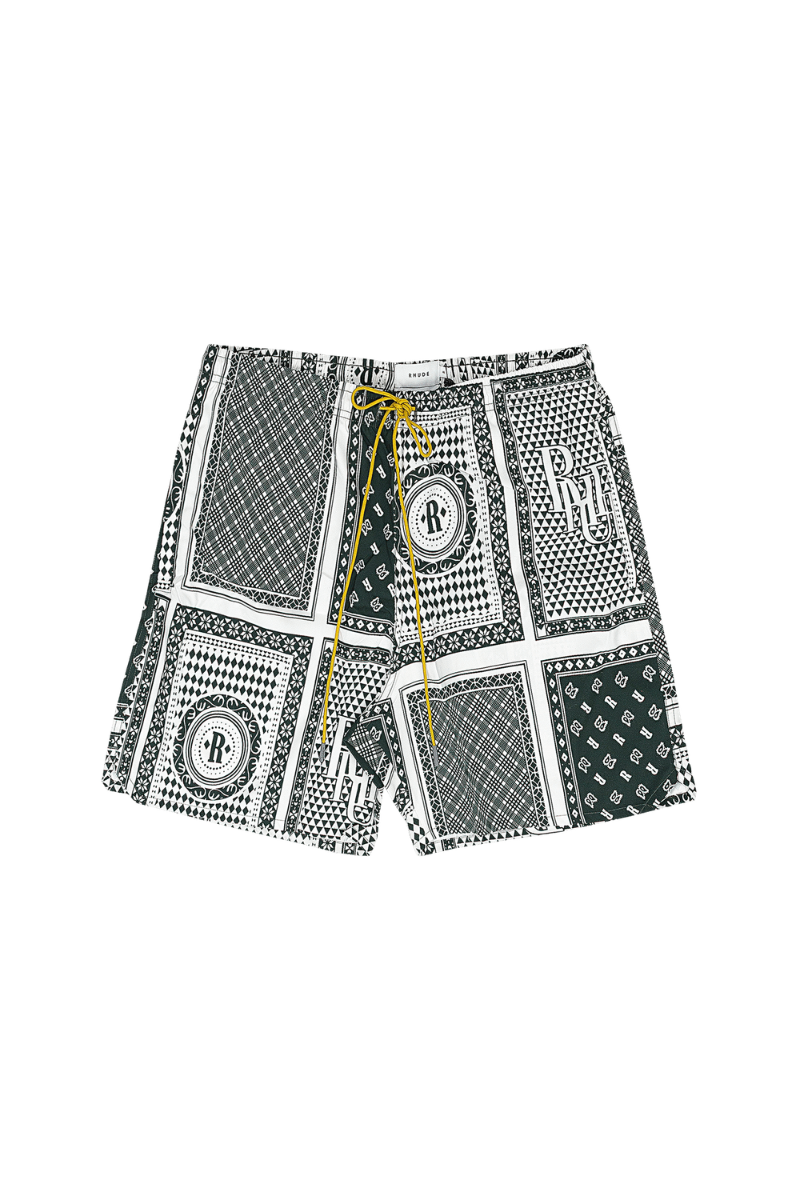 Rhude Card-Print Swim Shorts In Green