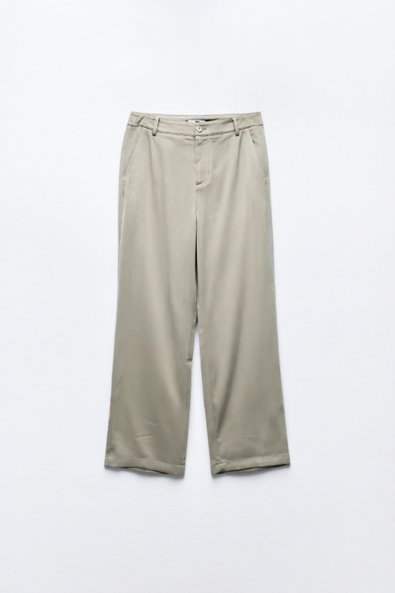 Max Simple Acetate Fluid Pants Khaki MSSG260179K