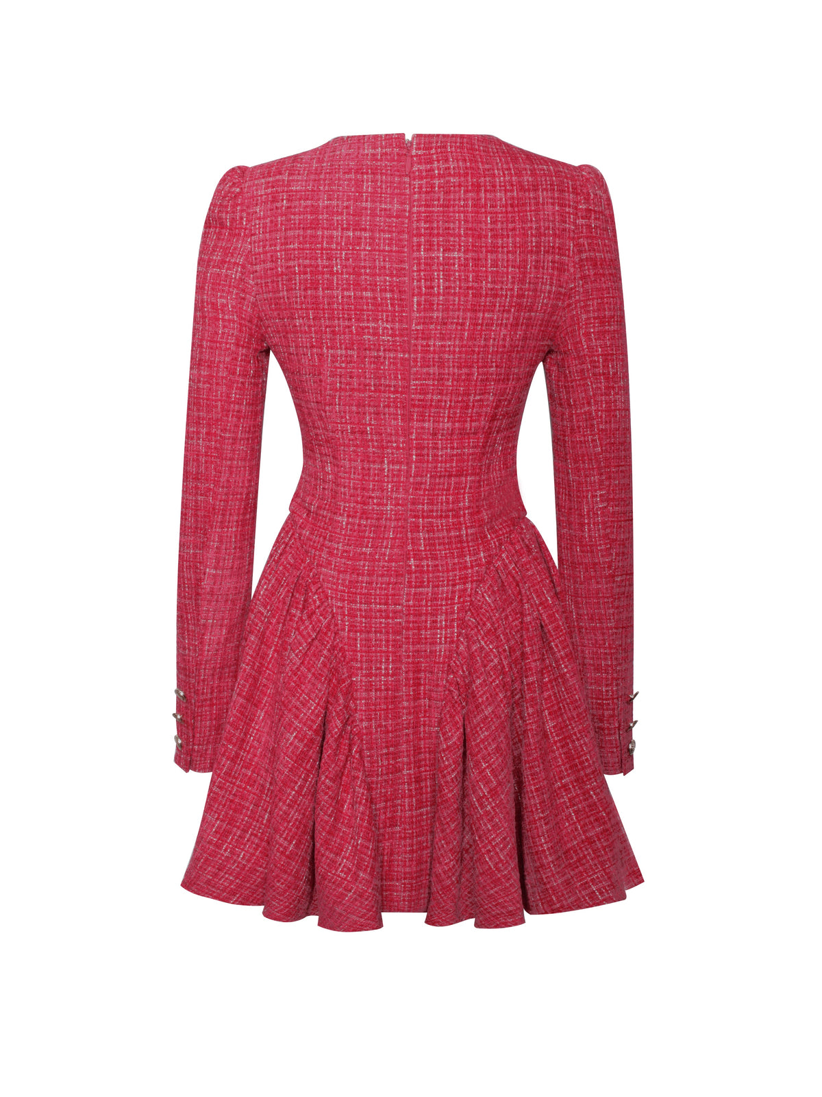 Tae Red Tweed Long Sleeve Drop Waist Mini Dress (Archive Sale)