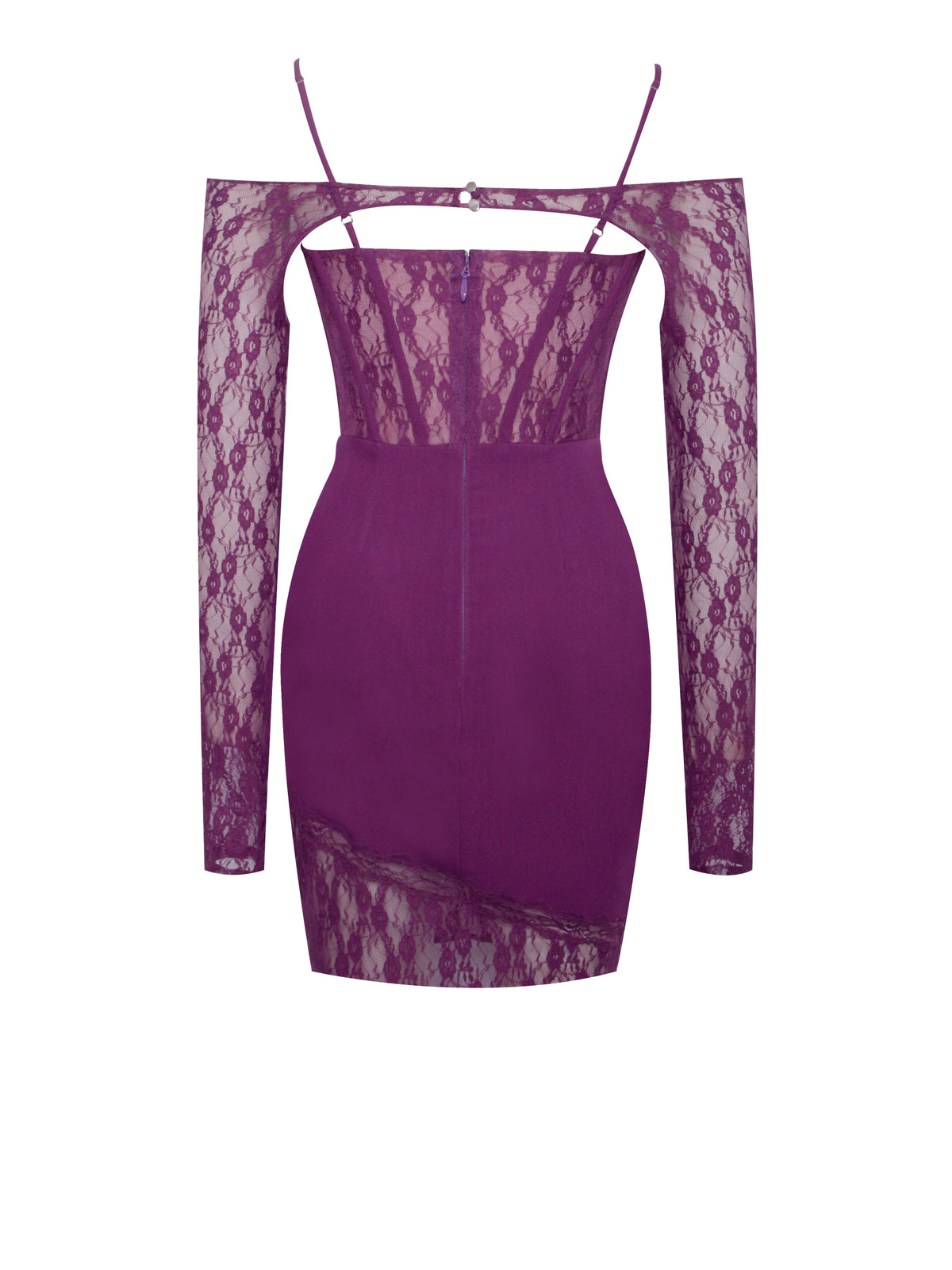 Elsie Purple Lace and Crepe Mini Dress (Archive Sale)