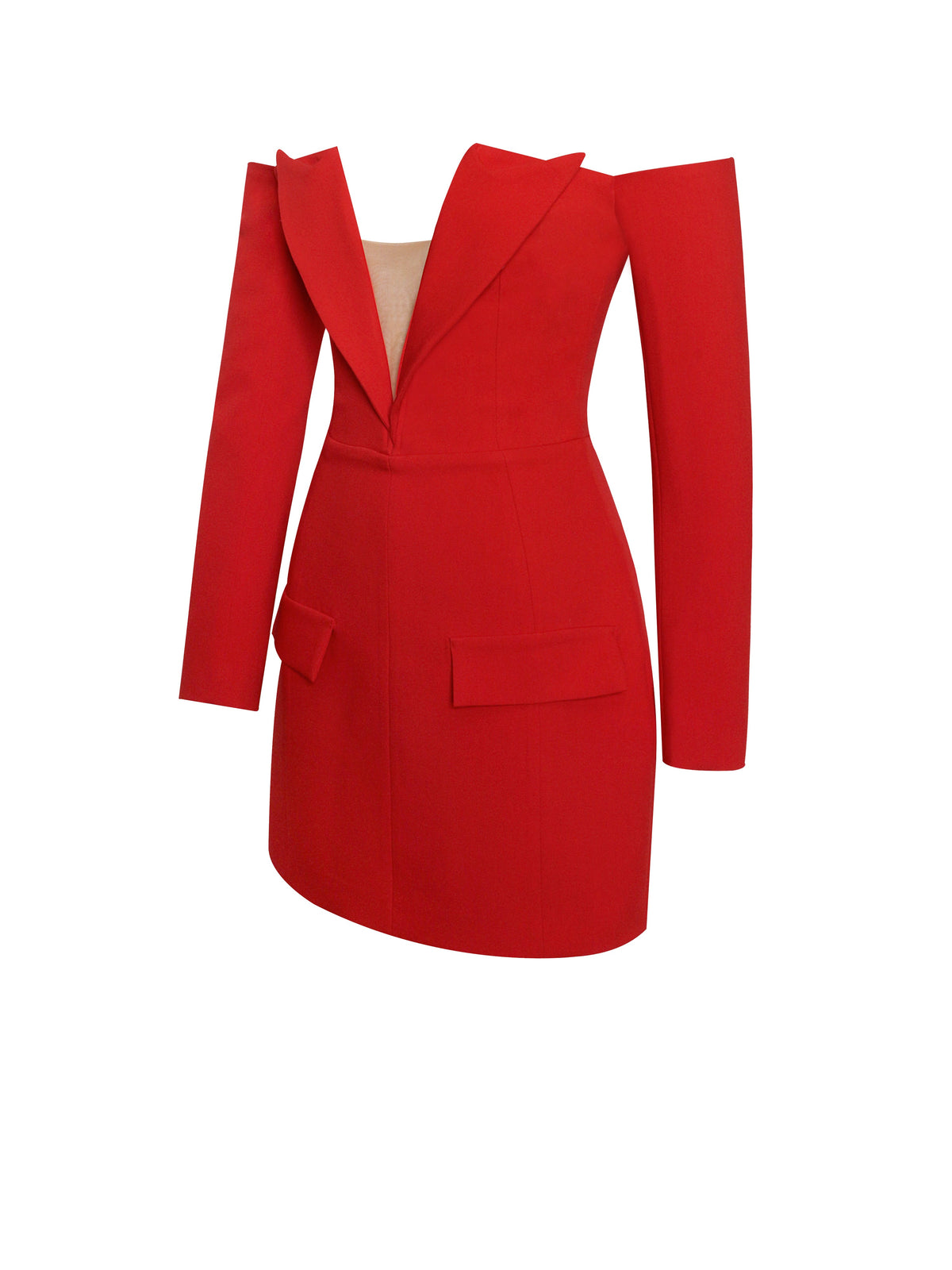 Polina Red Off Shoulder Long Sleeve Blazer Dress (Archive Sale)