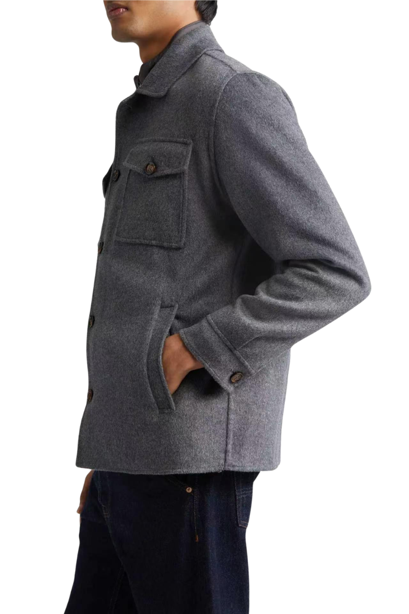 MooRER DOSSI-CW Layered Shirt Jacket Silver