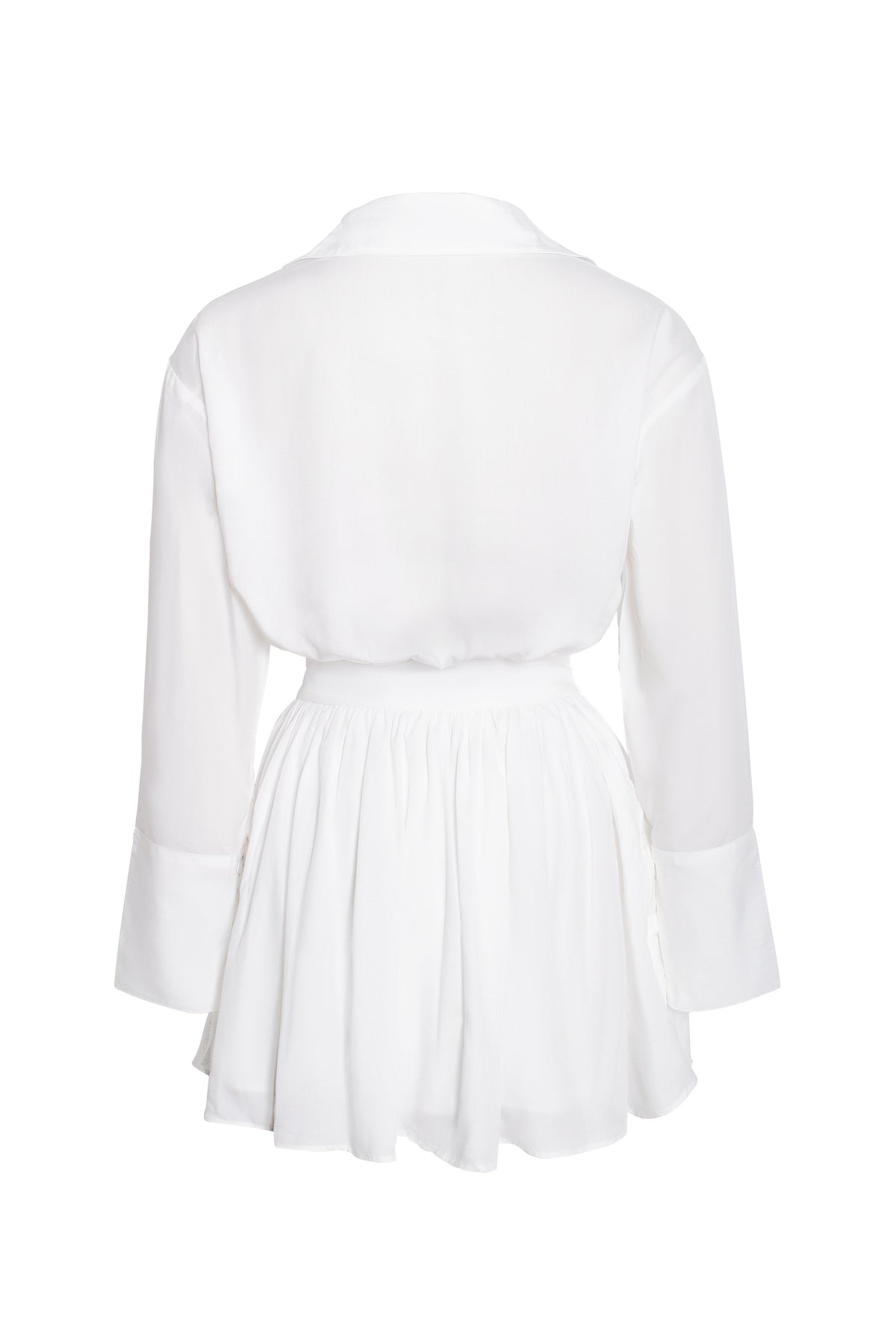Jamila White Lyocell Embroidered Shirt Mini Dress