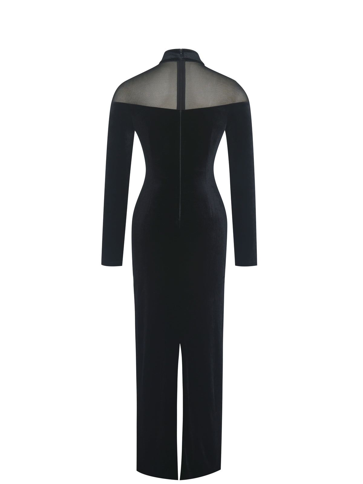 Blair Black Sheer Mock Neck Maxi Dress