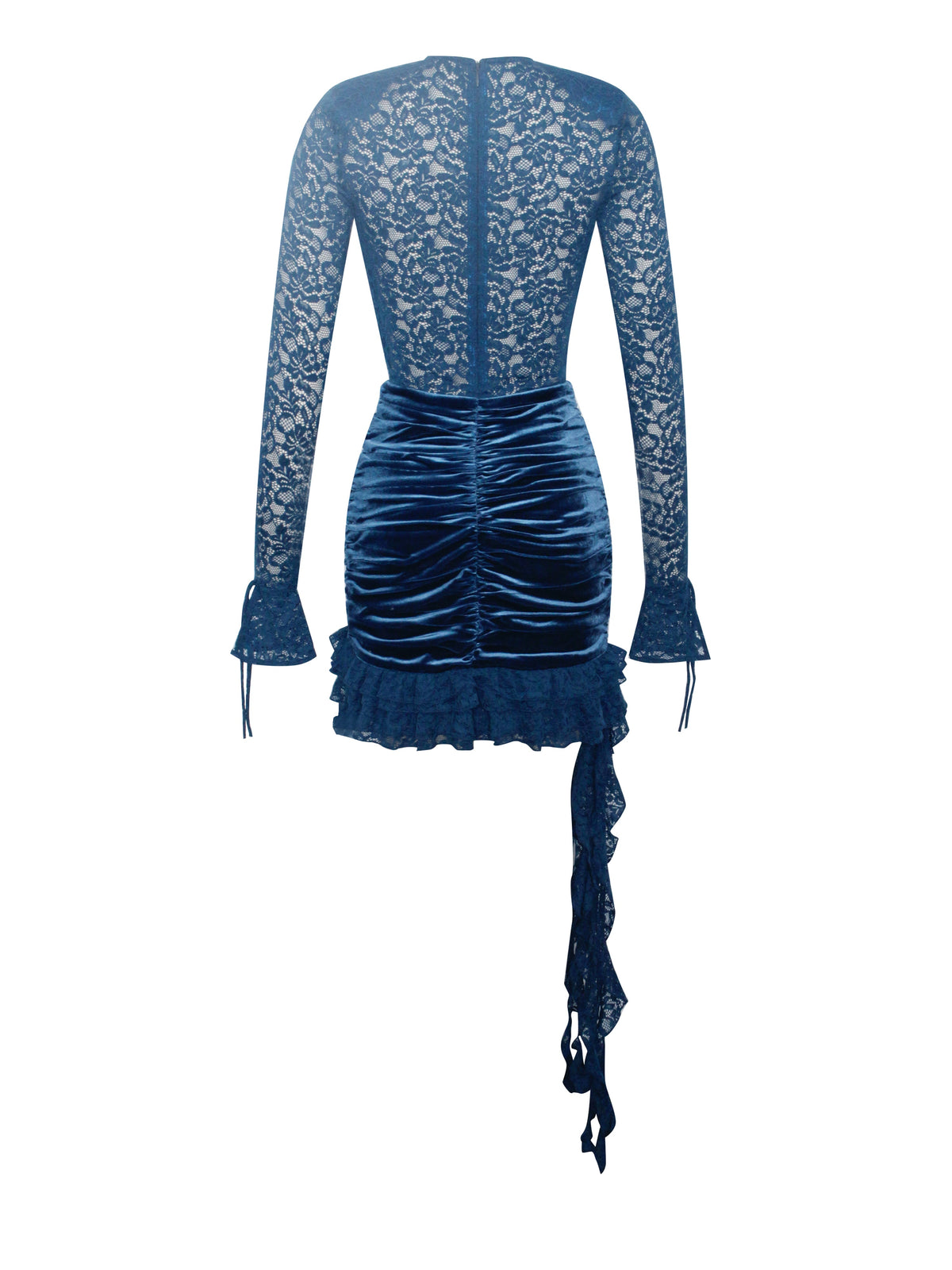 Nadina Teal Lace Velvet Mini Dress (Archive Sale)