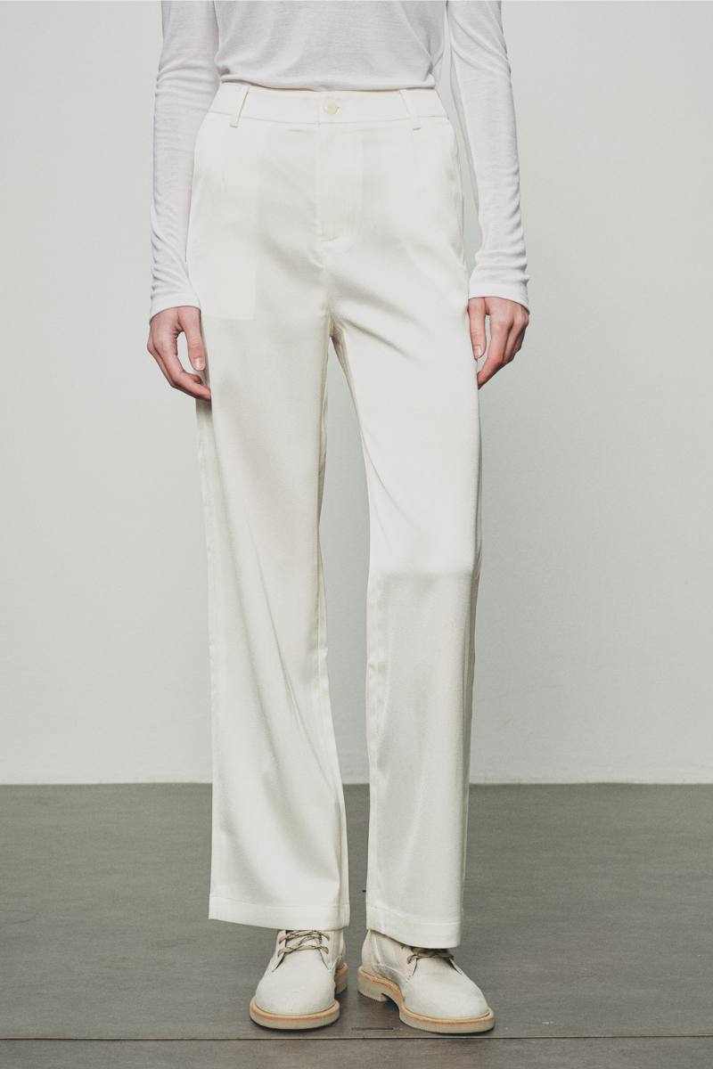 Max Simple Acetate Fluid Pants White MSSG260179W