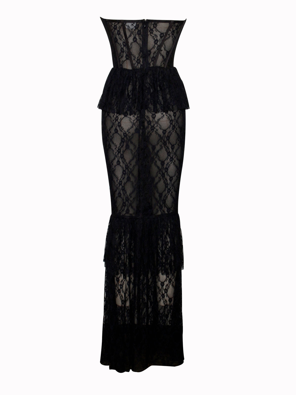 Quennell Black Lace Corset Maxi Dress (Archive Sale)