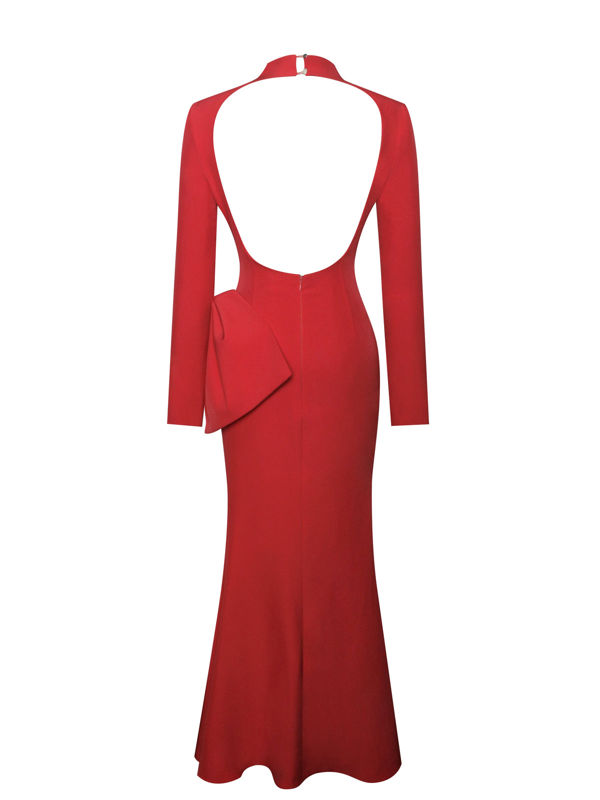 Radha Red Backless Longsleeve Maxi Dress with Bow (Archive Sale)
