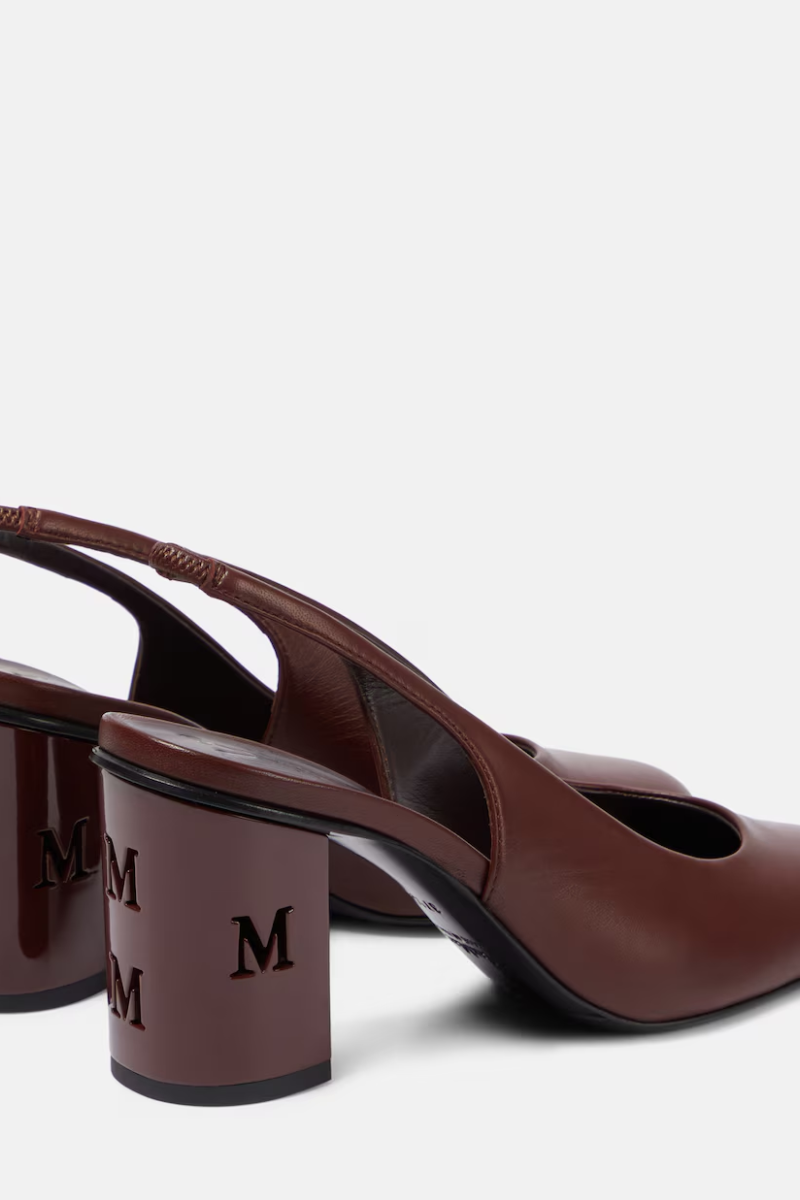 Max Mara Damiersli leather slingback pumps