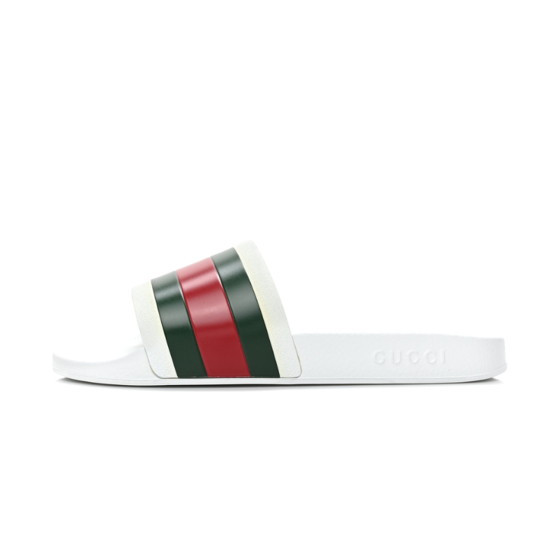 Mens | Gucci Signature Web Stripe Slide Sandals White