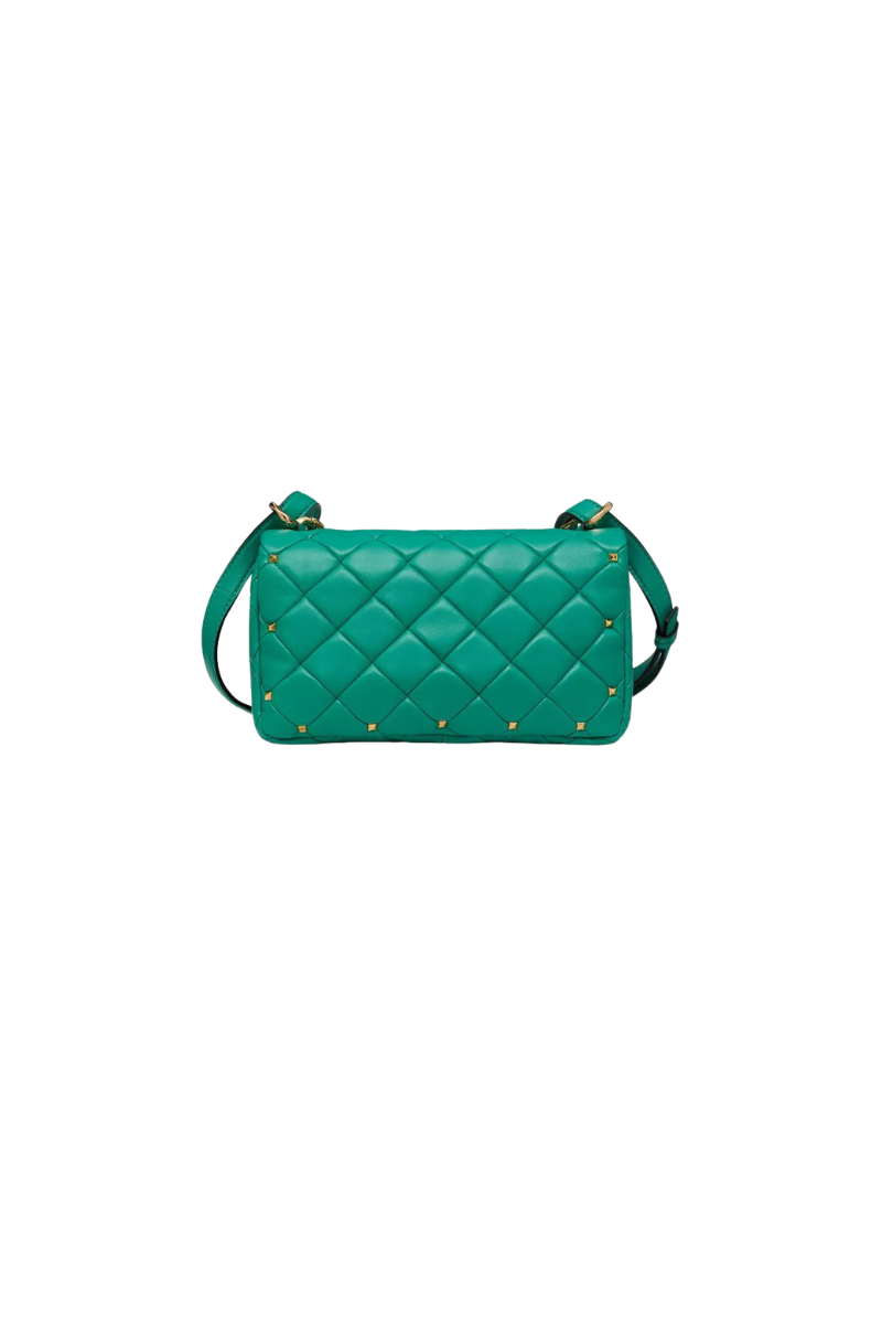 Valentino Garavani Alltime Woven Leather Top Handle Bag In Peacock Green