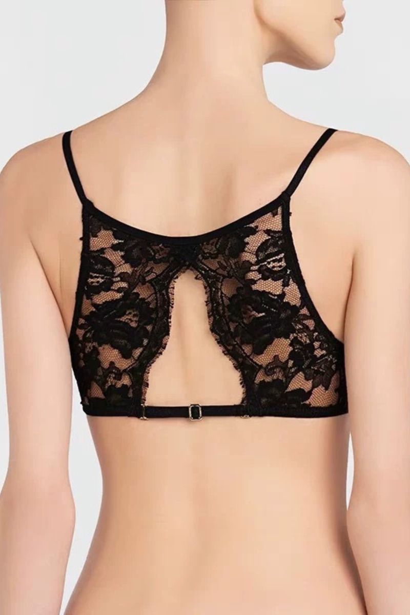 La Perla Black Lace Front-Closure Backless Bra PLM004184