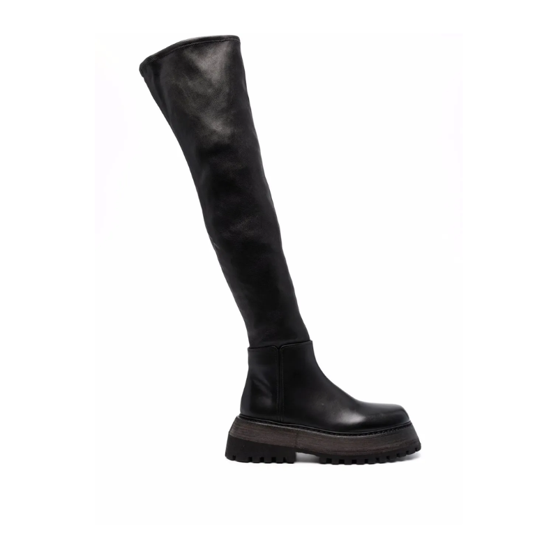Womens | Marsèll Over-the-Knee Platform Leather Boot Black
