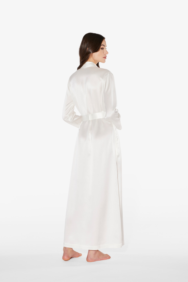 La Perla Silk Long Robe In White