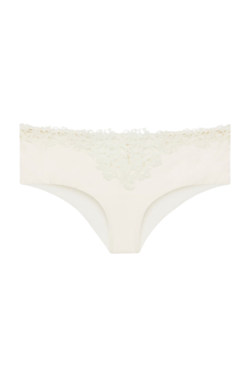 La Perla White thong with macramé