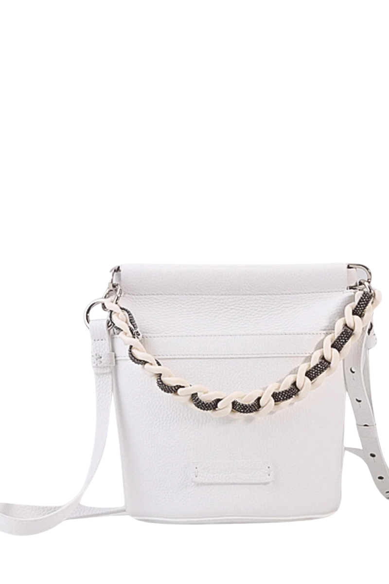 Fabiana Filippi Leather Bucket Handbag White BGD273A783
