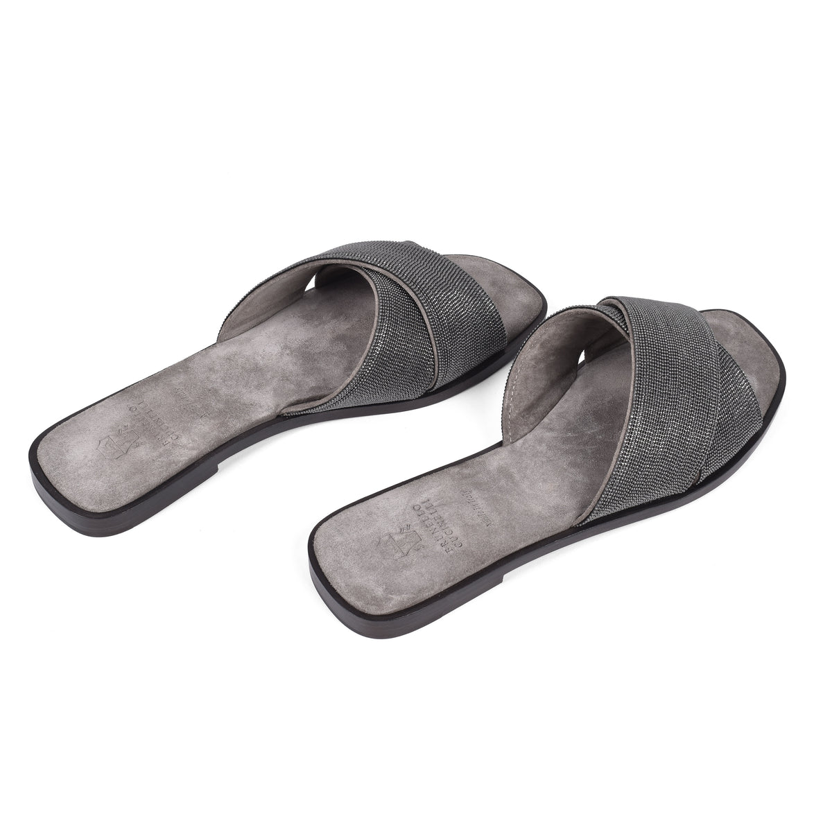 BRUNELLO CUCINELLI WOMEN'S DARK GREY LEATHER SANDALS