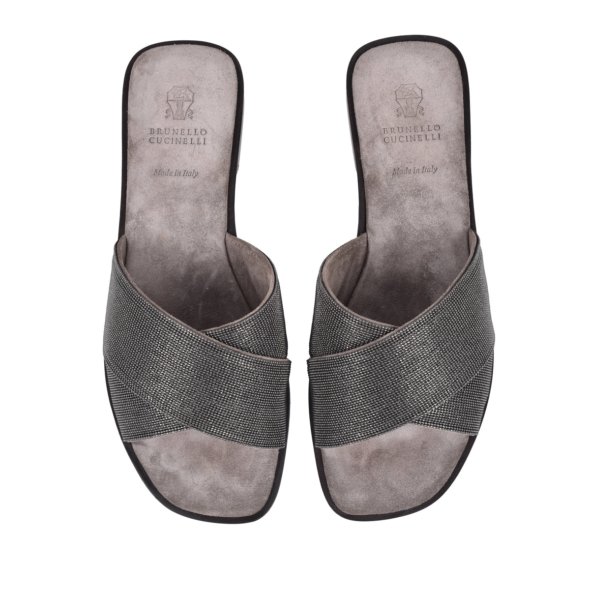 BRUNELLO CUCINELLI WOMEN'S DARK GREY LEATHER SANDALS