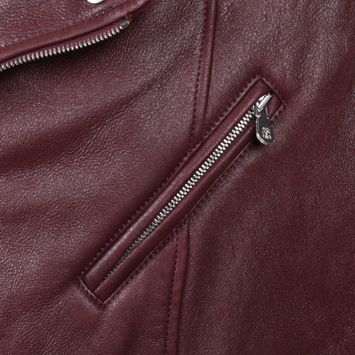BRUNELLO CUCINELLI MEN'S BURGUNDY LEATHER BIKER JACKET