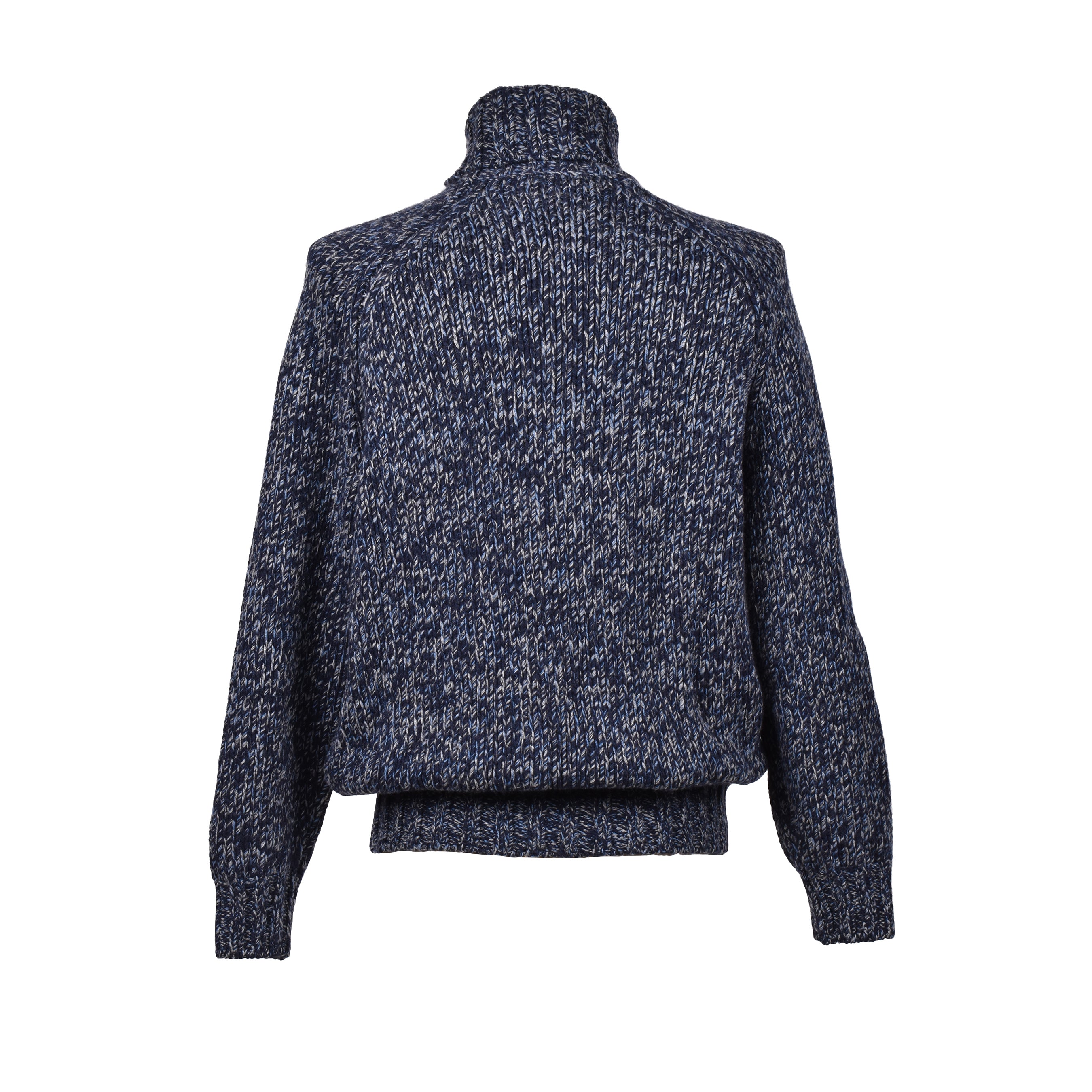 BRUNELLO CUCINELLI MEN'S BLUE CASHMERE BLEND TURTLENECK SWEATER
