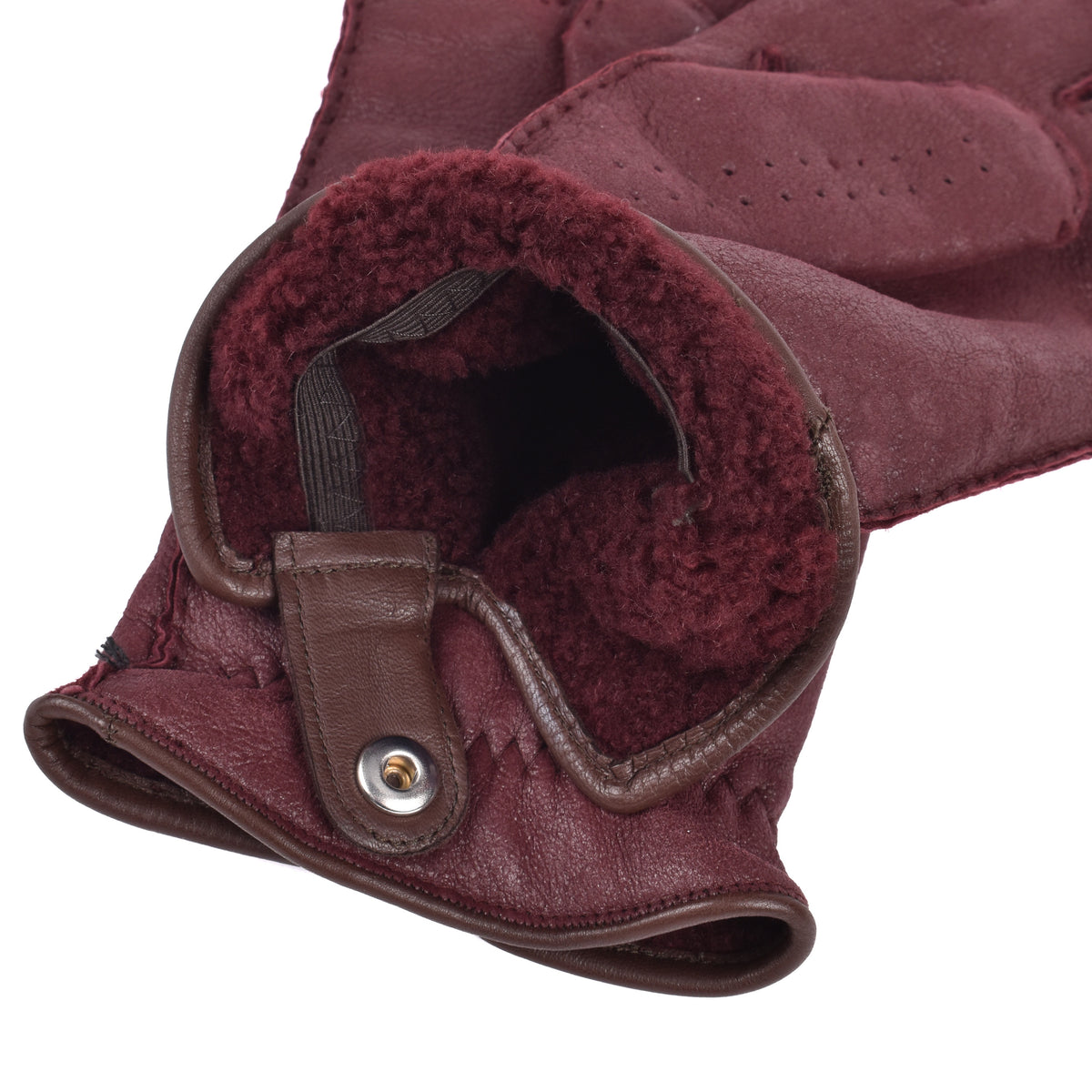 BRUNELLO CUCINELLI MEN'S MAROON LEATHER DETAILED GLOVES