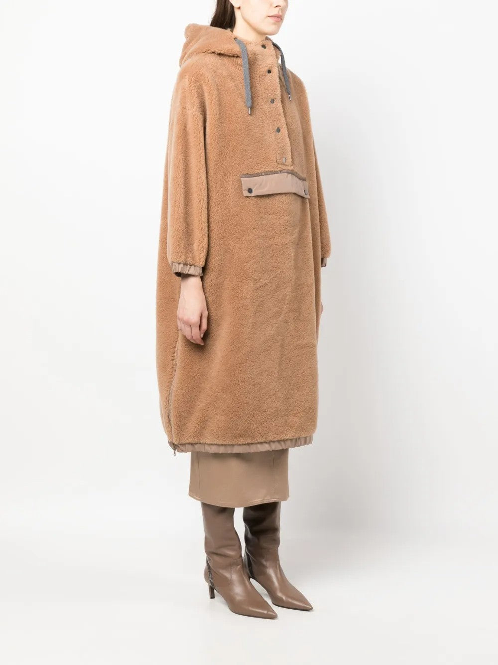 BRUNELLO CUCINELLI WOMEN'S CAMEL OVERSIZED WOOL JACKET
