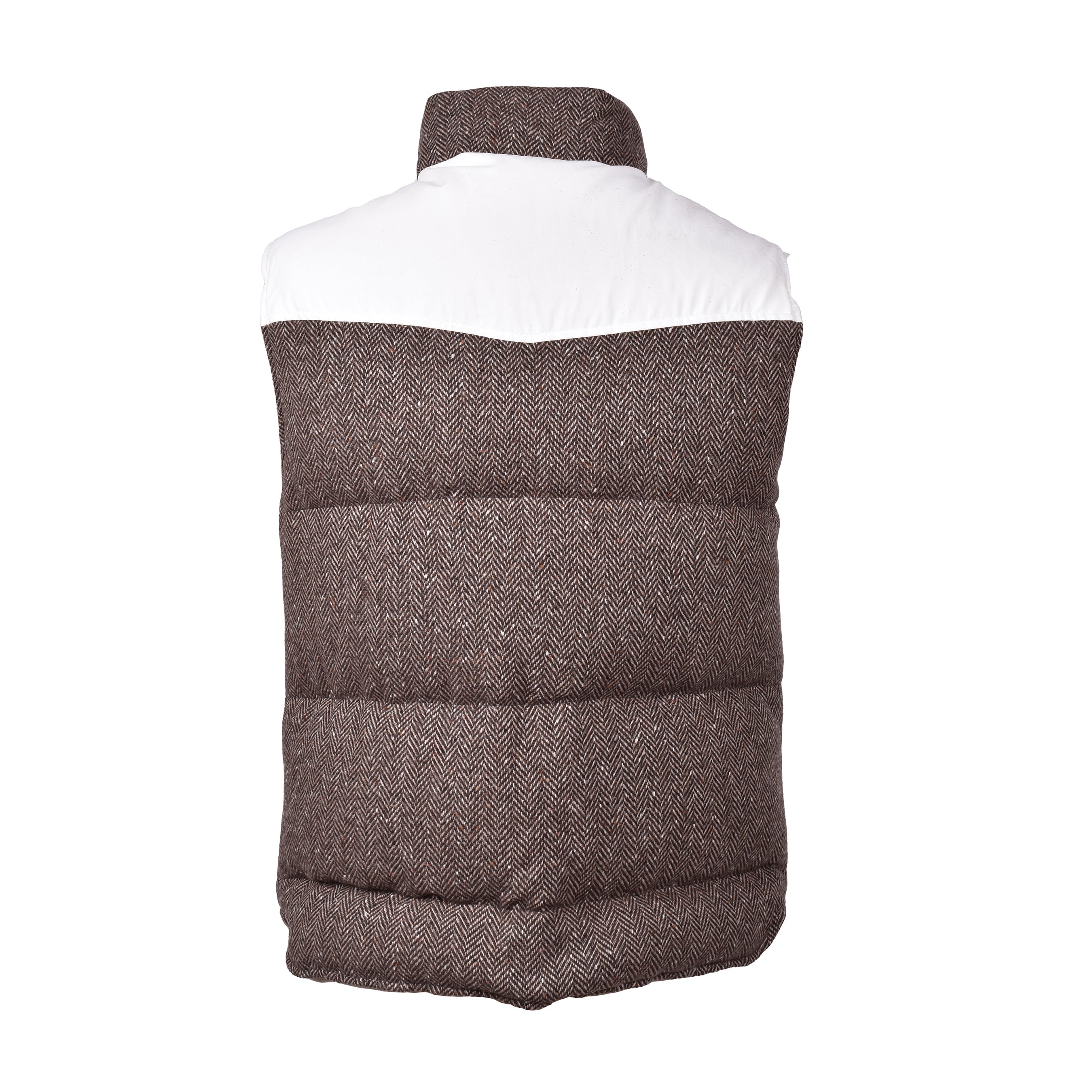 BRUNELLO CUCINELLI MEN'S BROWN WHITE WOOL SLEEVELESS VEST