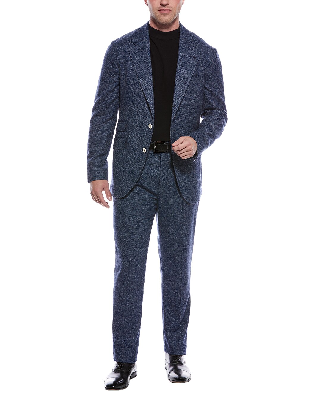 BRUNELLO CUCINELLI MEN'S BLUE SILK WOOL TAILORED SUIT