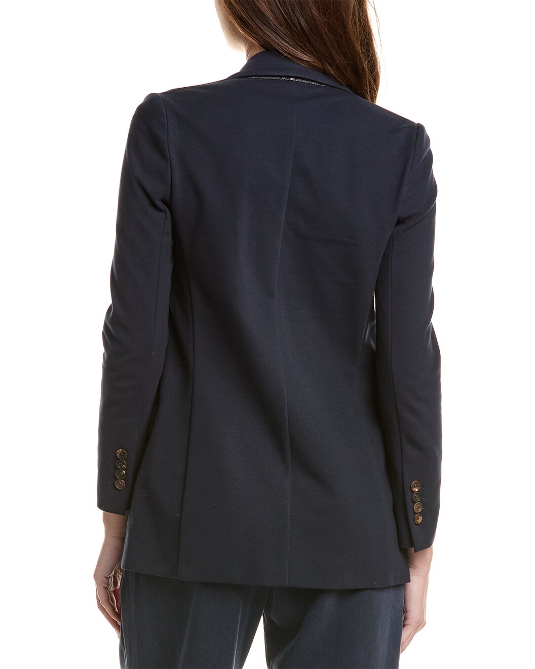 BRUNELLO CUCINELLI WOMEN'S NAVY DECONSTRUCTED SINGLE BUTTON BLAZER