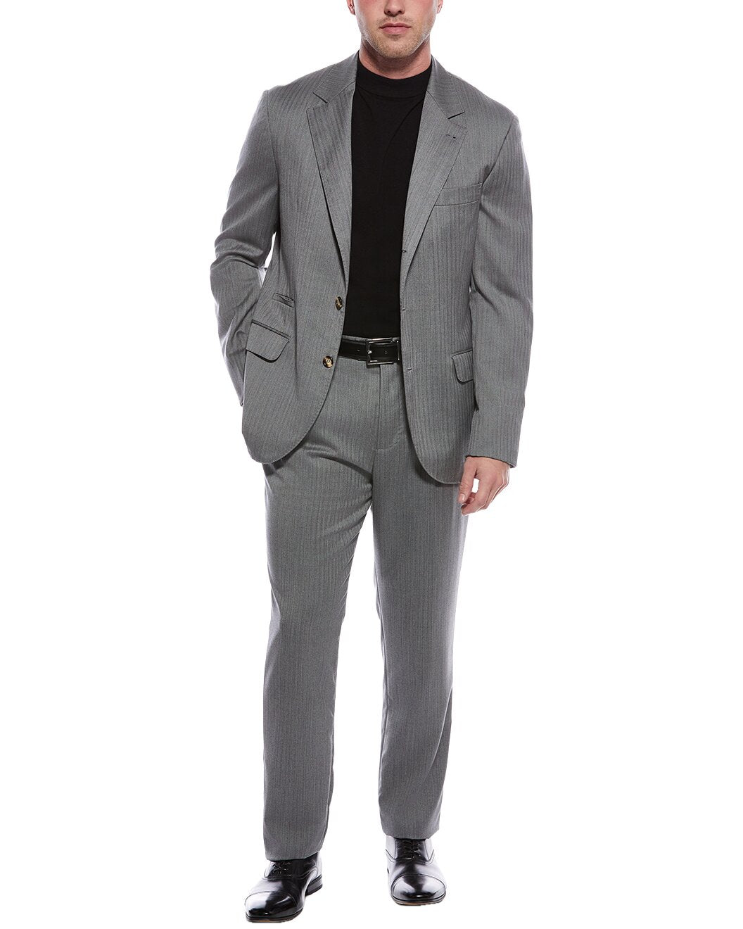 BRUNELLO CUCINELLI MEN'S LIGHT GREY WOOL SUIT
