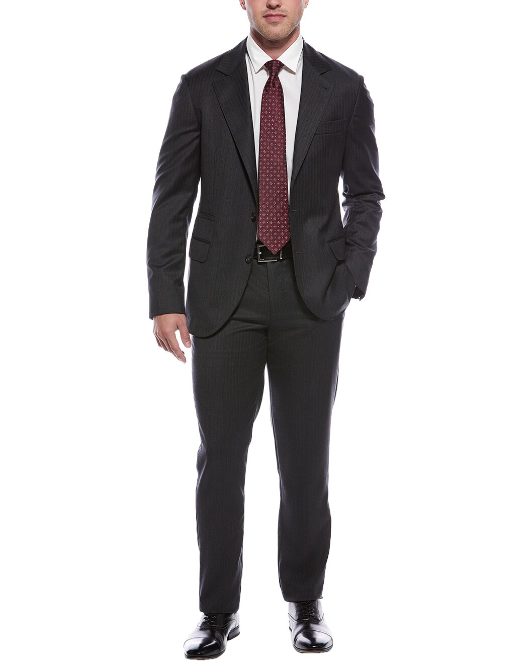 BRUNELLO CUCINELLI MEN'S ANTHRACITE WOOL TWO-PIECE SUIT
