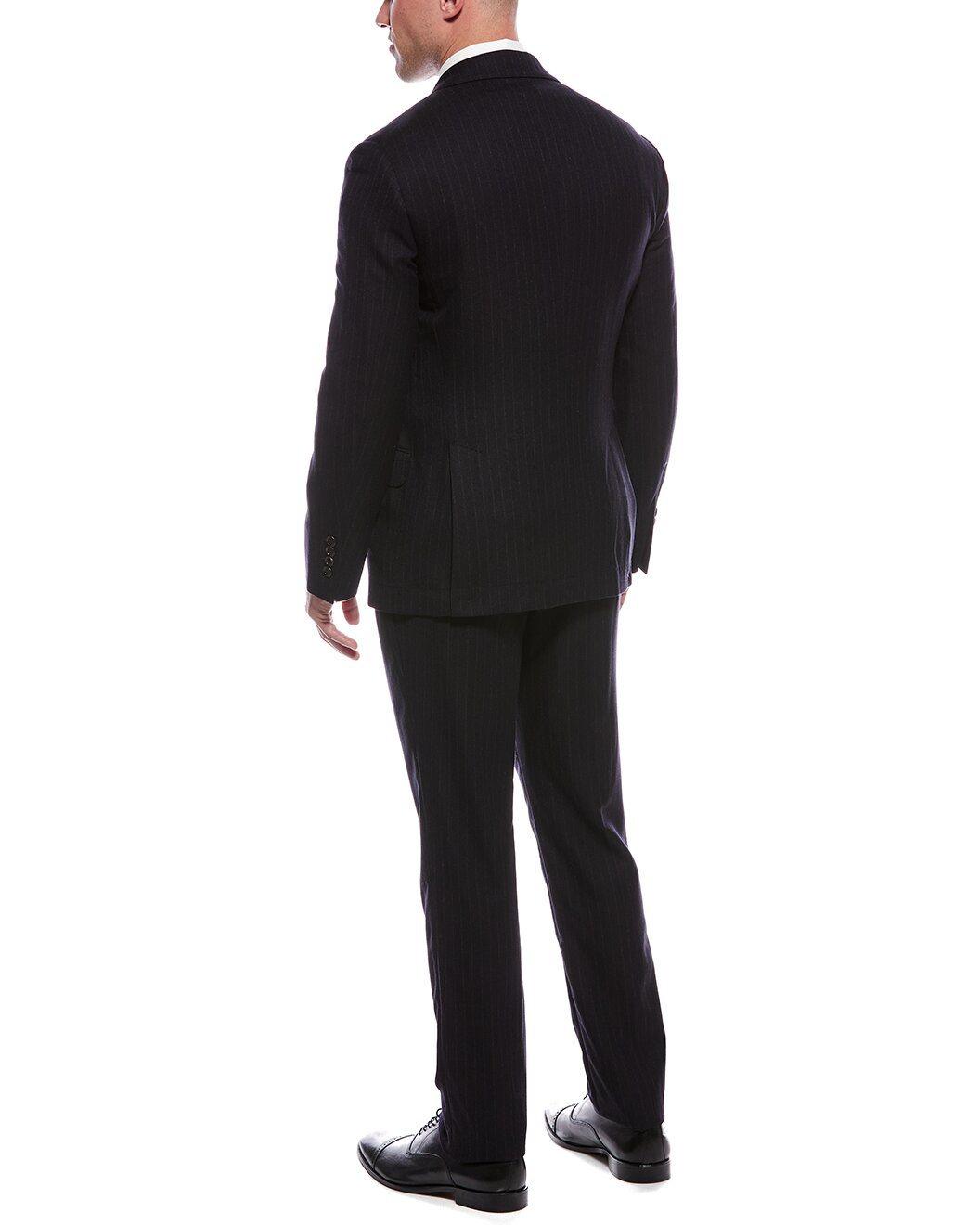 BRUNELLO CUCINELLI MEN'S NAVY WOOL SILK DOUBLE BREASTED BLAZER