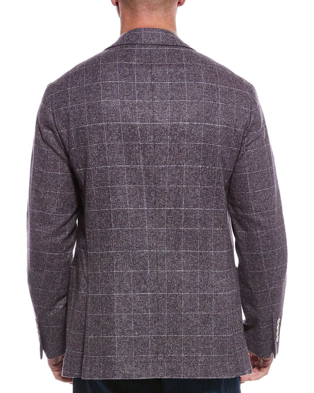 BRUNELLO CUCINELLI MEN'S IRIS WOOL SILK BLEND CHECKED BLAZER
